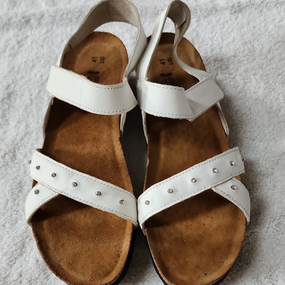 Naot Women's White Sparkle Studded Slingback Sandals Size 10 Preowned